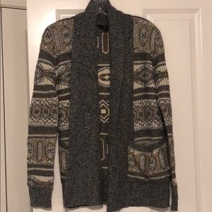 Brown tan and grey open cardigan